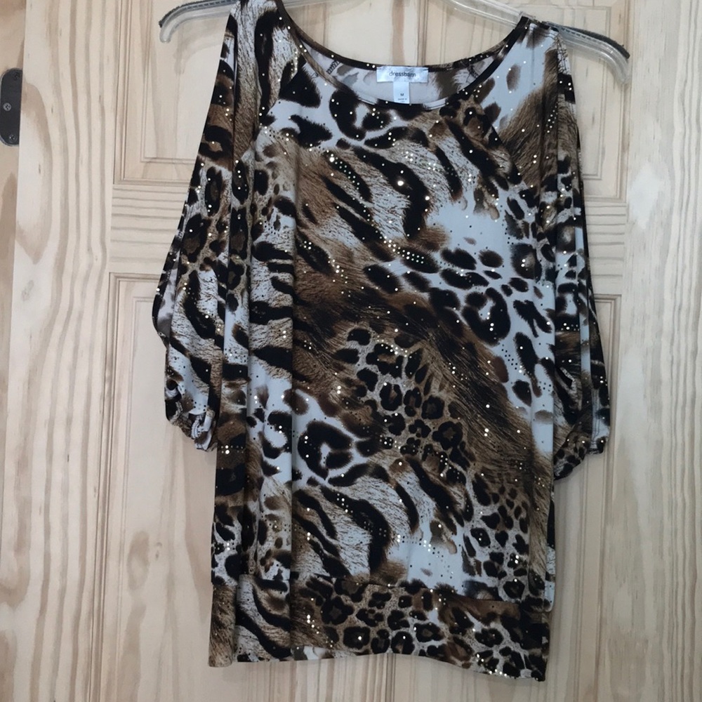 Dressbarn animal print cold shoulder top
